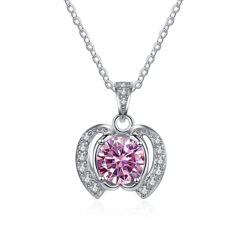 Bague Ringen Трендовое женское круглое ожерелье из муассанита весом 1 карат, подвеска в форме яблока, цепочка на ключицы, серебро 925, ювелирные изделия на Рождество