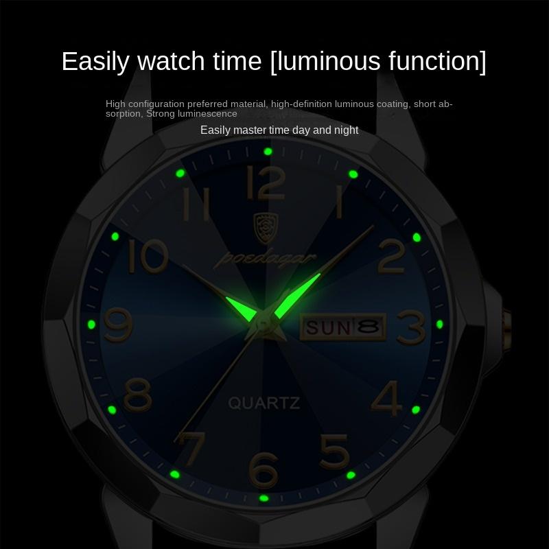 Топ Бренд Мужские Часы Мода Роскошь Водонепроницаемые Двойной Календарь Новые Кварцевые Светящиеся Наручные Часы