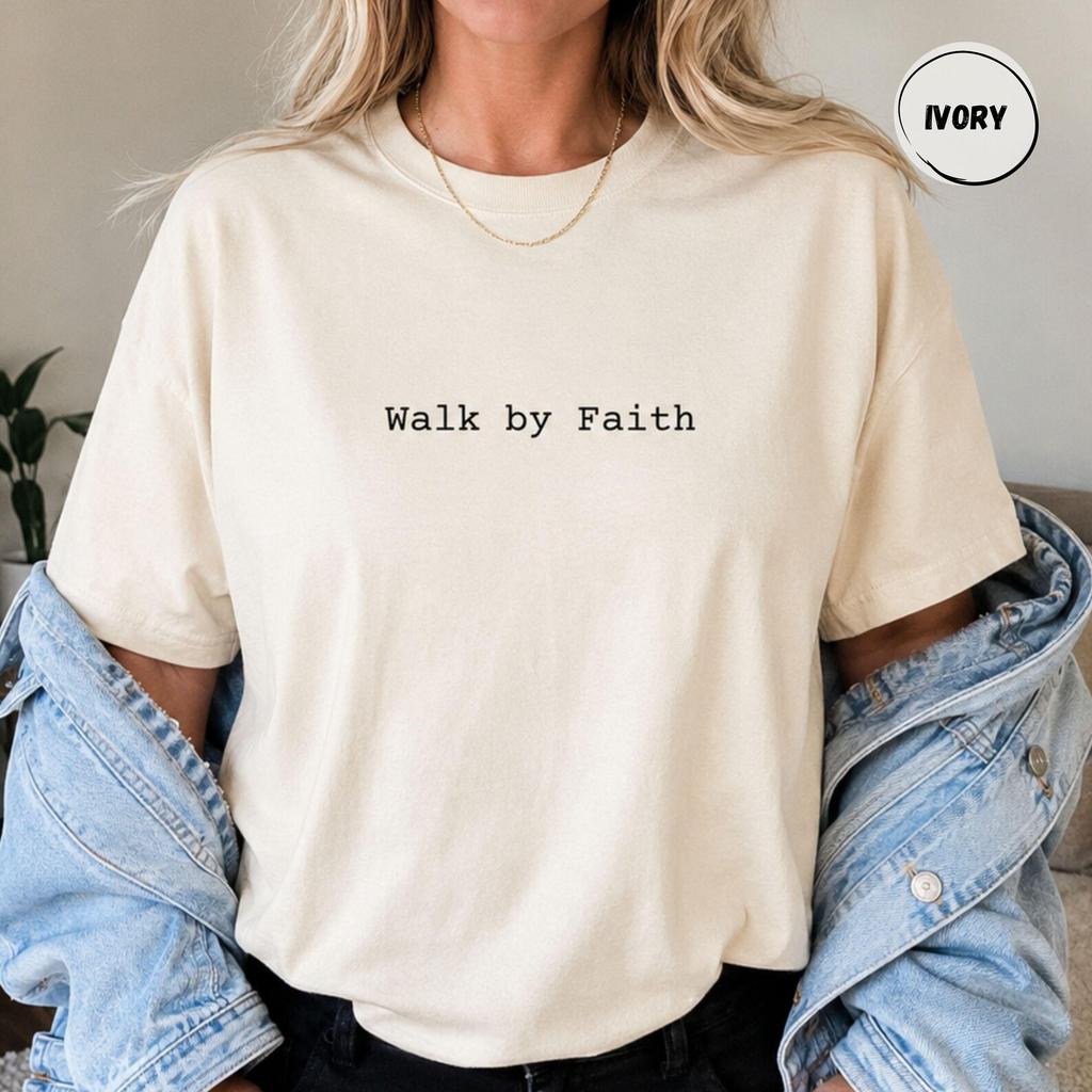 Comfort Colors Walk By Faith Tee | Christian Scripture and kids tshirt, Religious Gift, Inspirational Bible Verse Tand kids tshirt