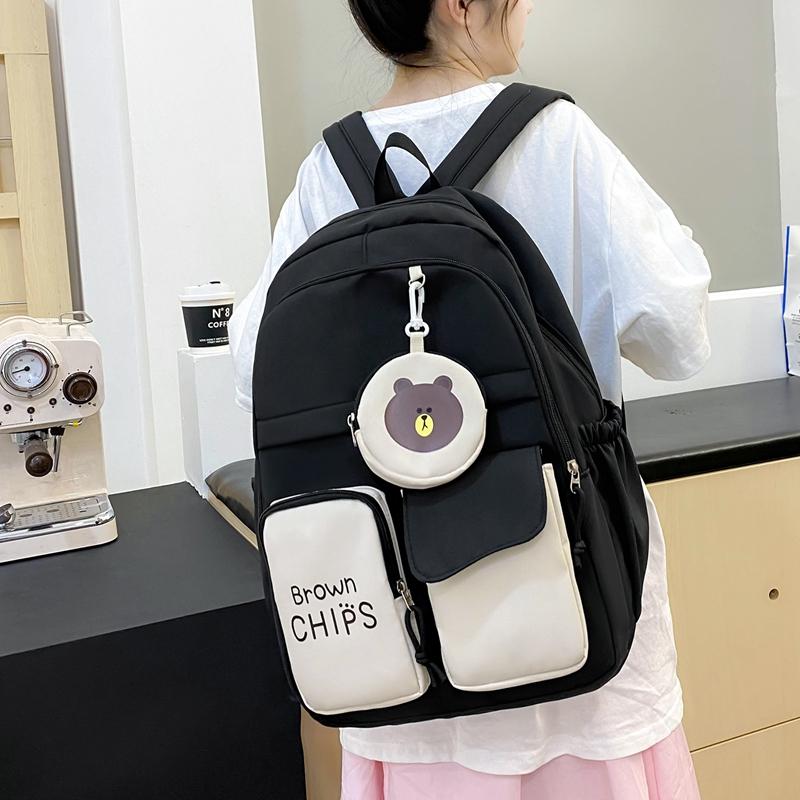 Рюкзак из трех предметов, набор цветных блоков, студенческий школьный рюкзак, женский рюкзак большой вместимости, сумка для письма с сумкой для ручек