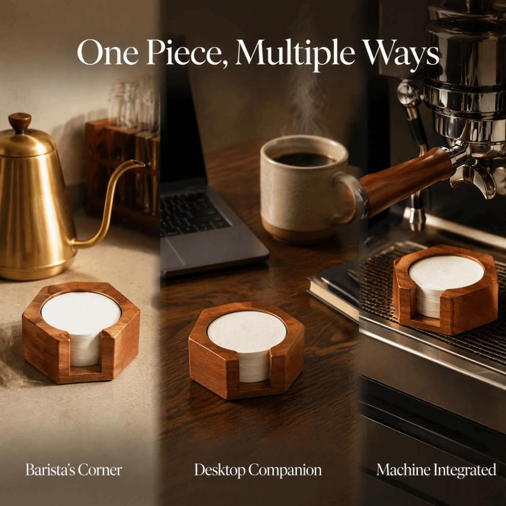 Solid Wood Coffee Paper Filter Holder Coffee Filter Paper Organizer Kitchen Storage
