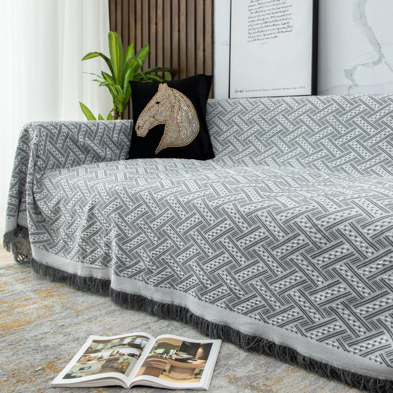 Cotton Linen Sofa Cover Blanket Solid Color Non-slip Sofa Towel for Living Room Furniture Decor Tapestry Couch Cover