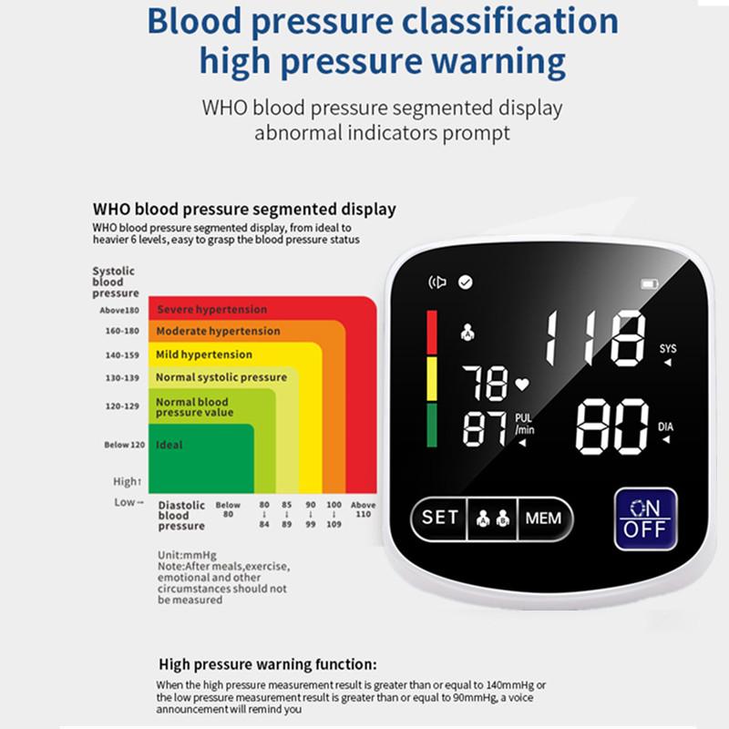 Автоматический тонометр, интеллектуальный светодиодный полноэкранный электронный монитор артериального давления на плече, прибор для измерения артериального давления на плече