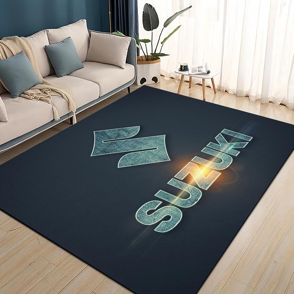 3D Гоночный автомобиль Логотип S-SUZUKI Мотоциклетный ковер для гостиной спальни домашнего дивана, Детский игровой нескользящий коврик для пола