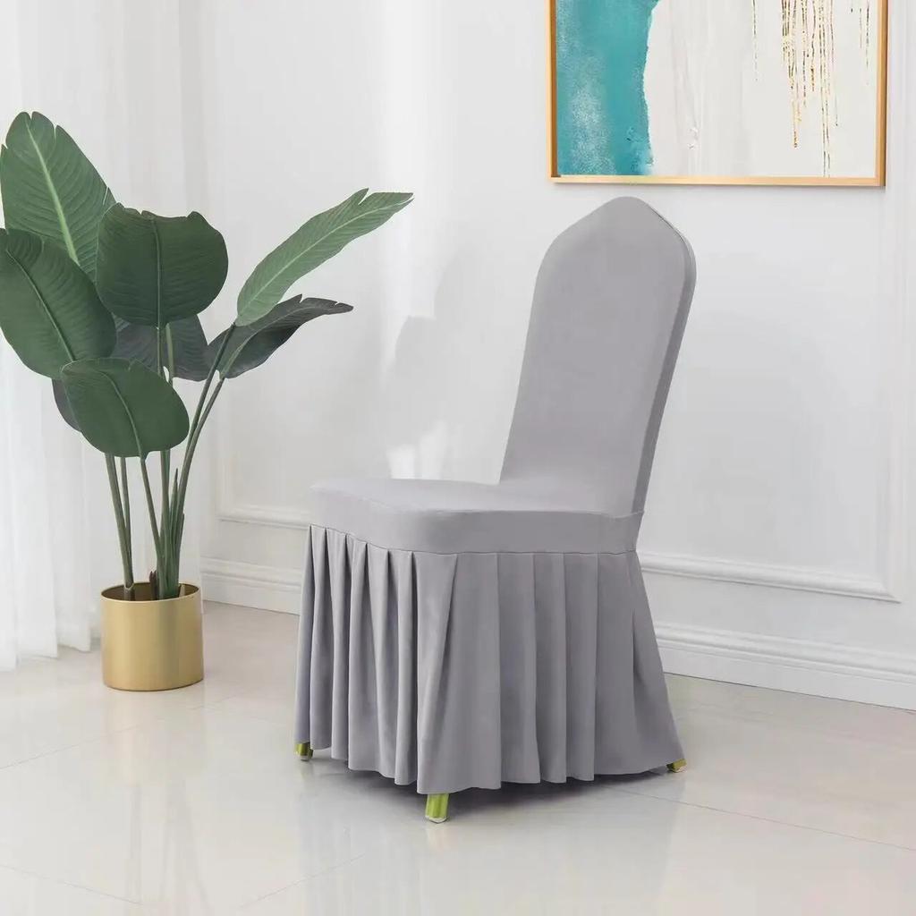 24 цвета, чехлы на свадебные стулья, спандекс, лайкра, универсальный чехол на стул с рюшами, свадебный отель, банкетное украшение, толстый с рюшами