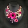 Преувеличенная металлическая ключичная цепочка модное цветочное ожерелье с искусственным кристаллом кулон