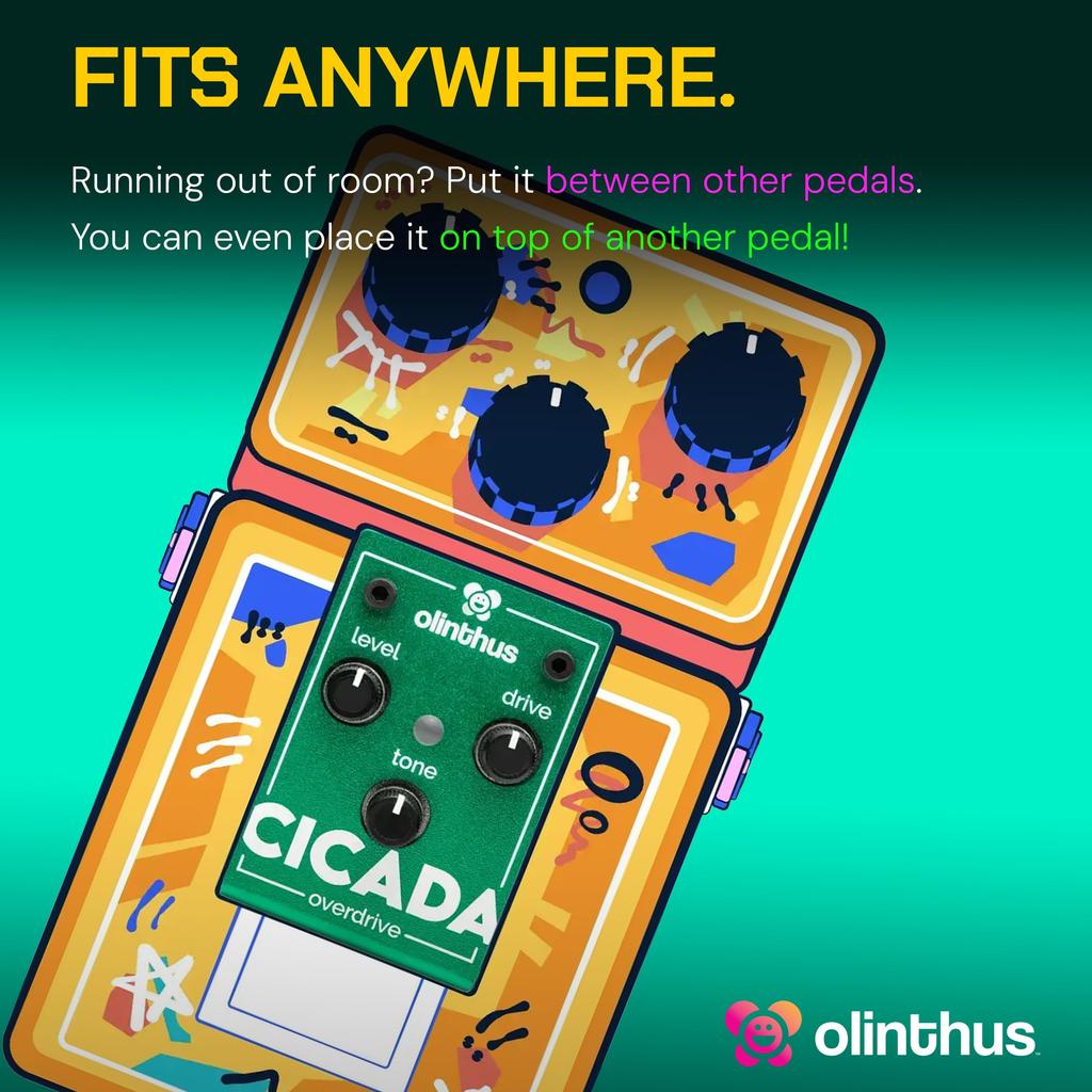 Педаль эффектов Olinthus Cicada Overdrive [В комплекте кабели-разветвители для входа и выхода]
