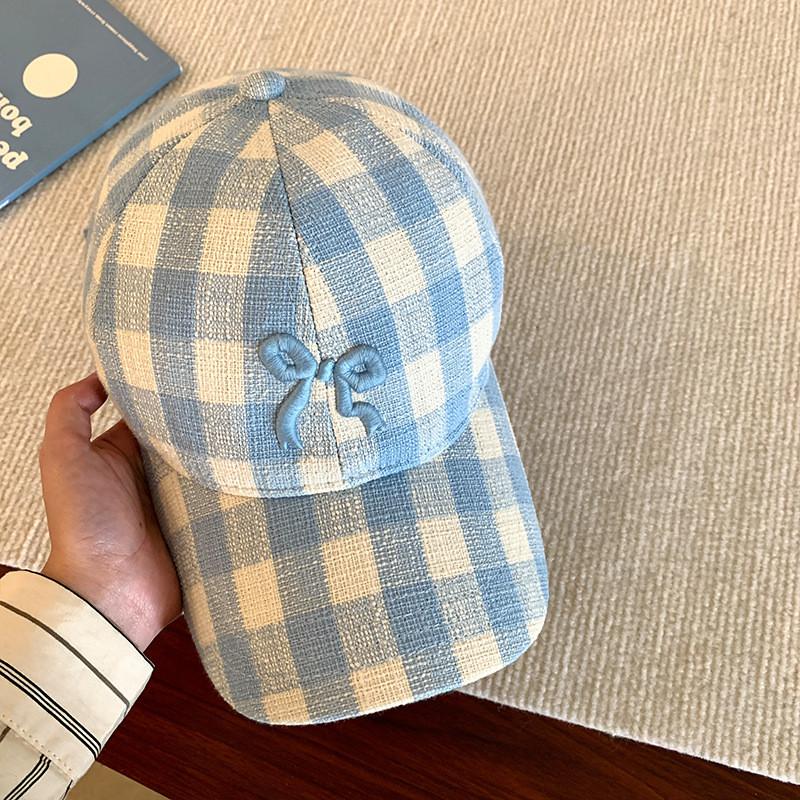 Cotton Baseball Cap With Bowknot Embroidery For Spring Summer Sun Protection