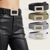Punk Sequin Belt Rhinestone Square Buckle Y2K Girl Waistband PU Leather Wide Waistband  Outdoor