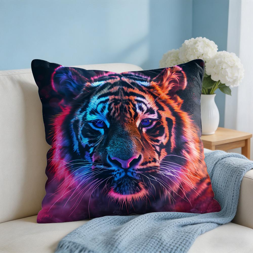 Tiger Animal Print Pattern Cushion Cover Square Pillow Bedroom Sofa Leisure Comfort Living Room Home Decoration X