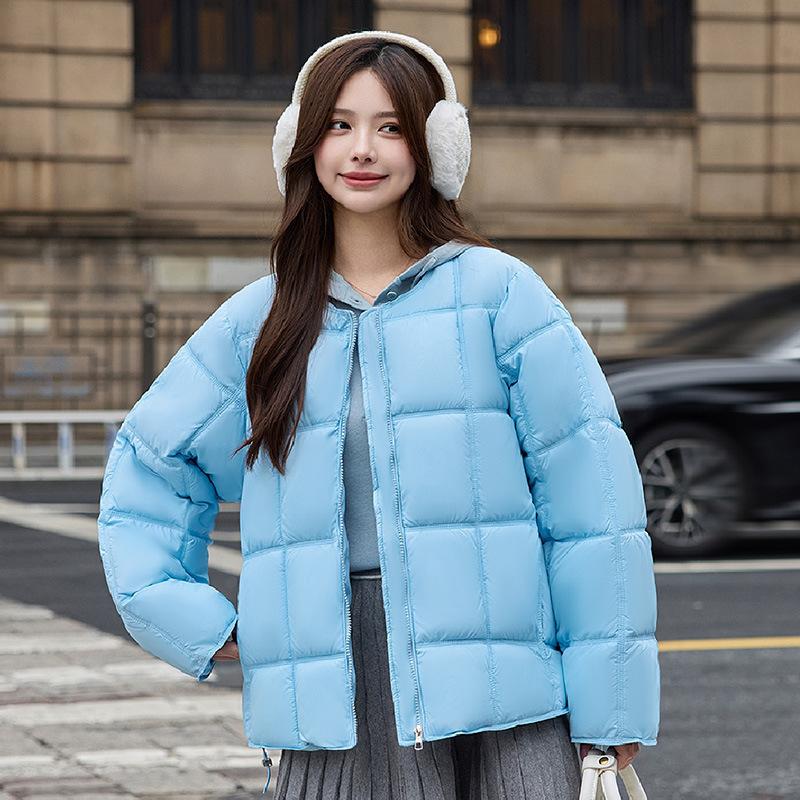Квадратная пуховая хлопковая куртка для женской зимы новая свободная повседневная с круглым вырезом большого размера хлопковое пальто для женщин