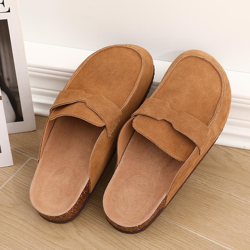 Smile PoP Cork Suede Clogs Тапочки для женщин и мужчин Clogs Обувь Классические пробковые противоскользящие уличные тапочки с поддержкой свода стопы Мюли