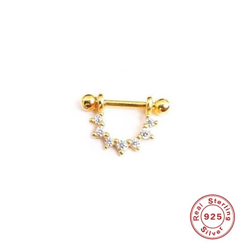 Серьги-пусеты из стерлингового серебра 925 пробы, простые, с горизонтальной цепочкой, бахромой из бриллиантовой нити, для пирсинга козелка уха, маленькие золотые шарики, серьги-пусеты для хряща уха