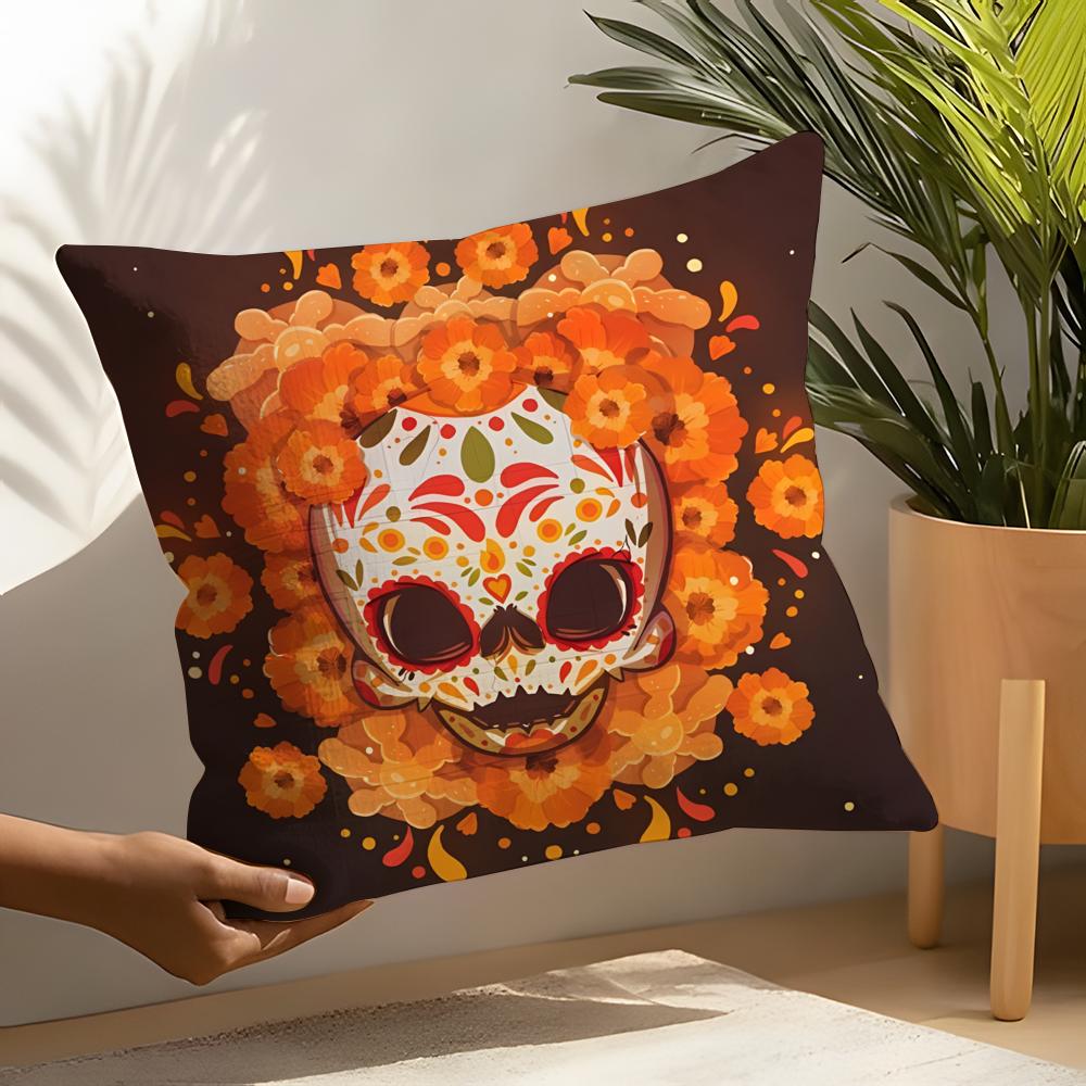 Festival DDia de Muertos  Pillow Case Linen Cushion Covers For Decorative Sofa Home Pillows Case Car Chair Pillows Cases