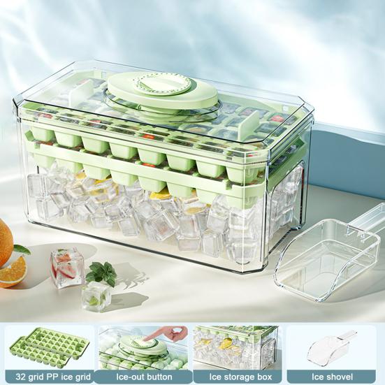 Форма для кубиков льда с крышкой. Лоток для льда. Совок для льда. 32 полости. Устройство для приготовления кубиков льда для морозильной камеры. Легко снимается. DIY Лоток для кубиков льда для виски, коктейля, кофе.