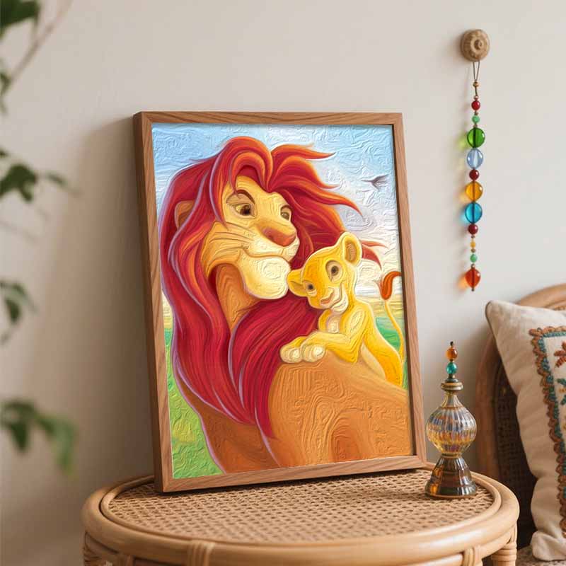 Disney digital oil painting art kit lion family handmade diy home decorations