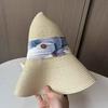Summer small fresh streamer bow woven straw hat women's big eaves sunshade sunscreen hat seaside vacation sun hat