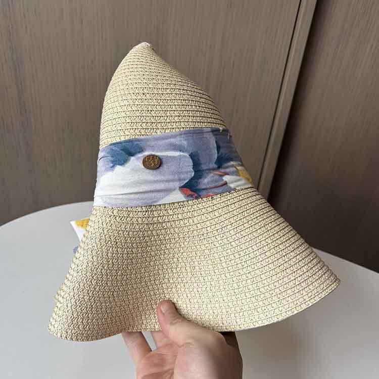 Summer small fresh streamer bow woven straw hat women's big eaves sunshade sunscreen hat seaside vacation sun hat