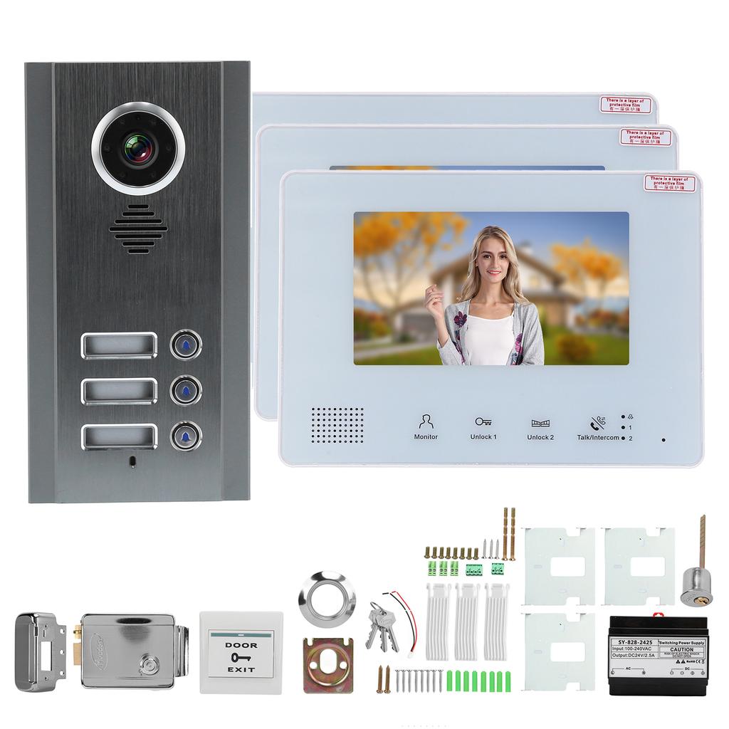 Видеодомофон комплект автобус 2 проводная система ночное видение с электрическим замком управления для дома и квартиры