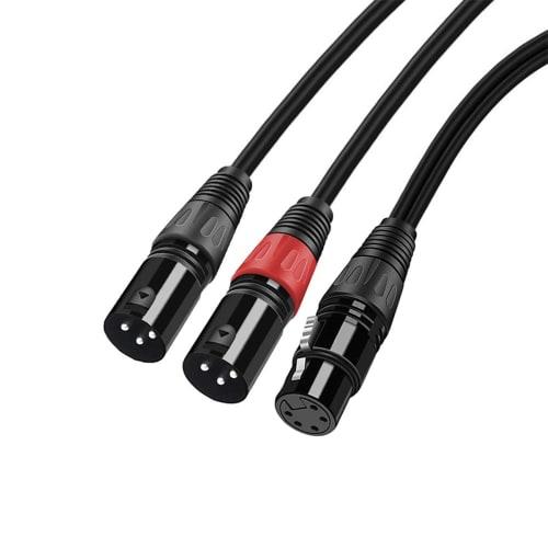 Freneci Dual DMX 3-Pin Male to XLR 5-Pin Female Cable, Light Microphone Converter Adapter Cable Y Splitter for Speaker Recording Studio, 0.5 Meter