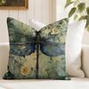 Dragonfly Lotus Cushion Cover Summer Linen Pillow Case Organic Fabric Cushion Cover DoubleSided Print Sofa Home Decor