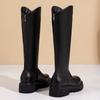 Маленький мужчина носит внутренние модные сапоги с высоким голенищем, женские зимние новые сапоги с V-образным вырезом и толстыми голенищами, рыцарские сапоги INS