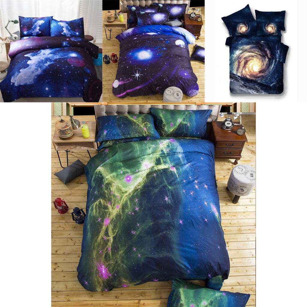 3D Пододеяльник Galaxy Постельное белье Комплект с реактивной печатью Синий Красный для всех размеров