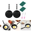 Набор миниатюрных сковородок с антипригарным покрытием 12 см с термостойкими ручками 2 чистящие щетки для компактной кухонной готовки