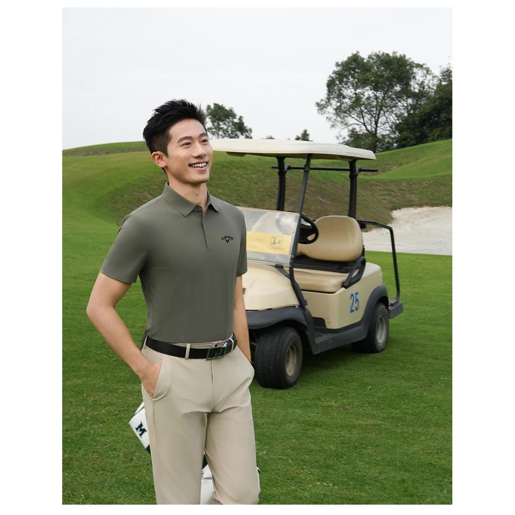 Callaway 2025 Лето Лето Вышитая Гольф Бизнес Досуг Спорт Стиль Легкий Плавающий Хлопок Однотонный Поло Рубашка