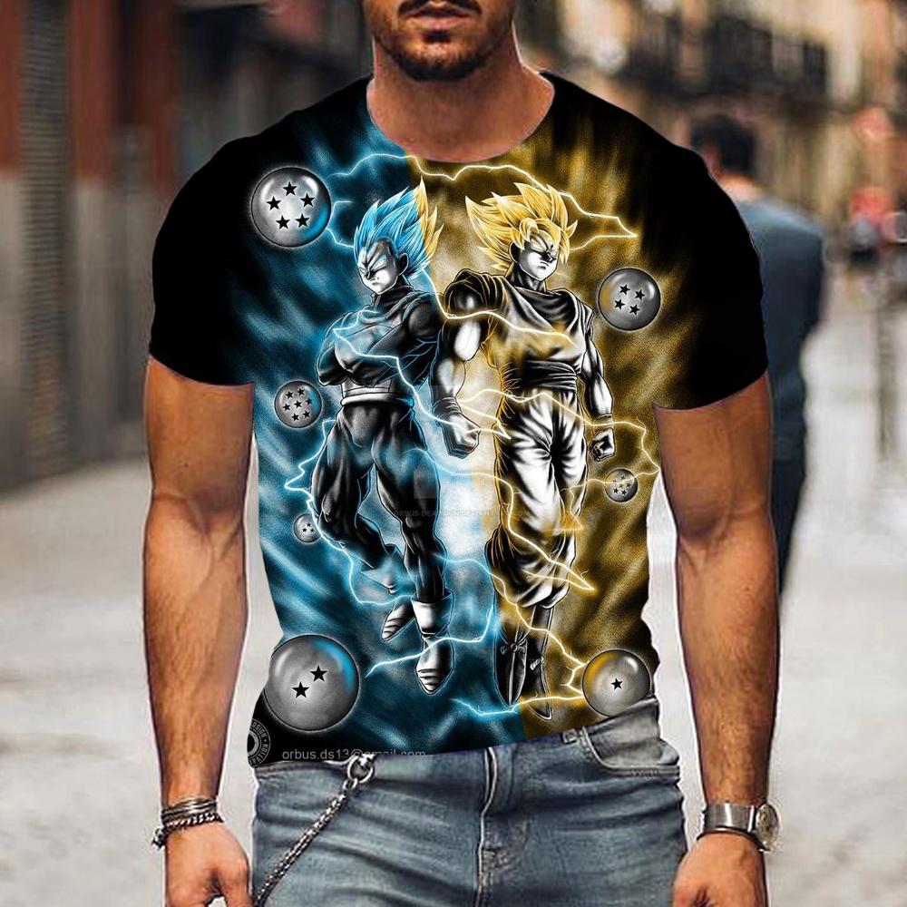 Жемчуг дракона, летние модные футболки с 3D принтом для мужчин, повседневные футболки с круглым вырезом и короткими рукавами, уличная одежда, свободные топы в стиле аниме