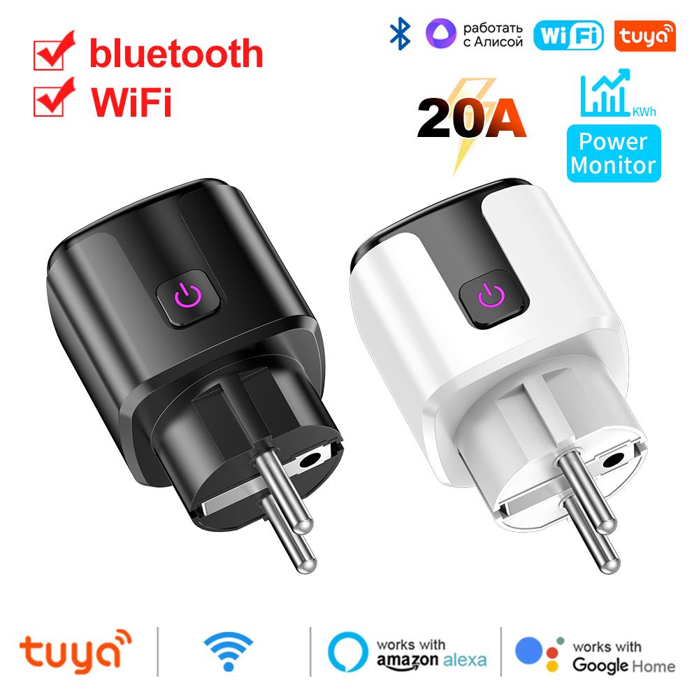 Tuya Smart WiFi Bluetooth EU Plug 20A Розетка с мониторингом мощности Таймер Розетка Блокировка от детей Google Home Alice SmartThings Alexa