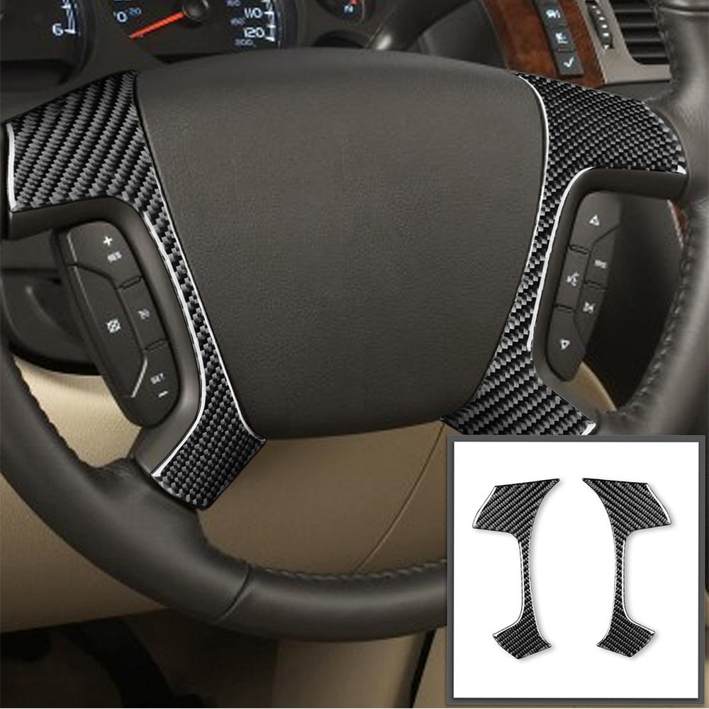 2× Carbon Fiber Steering Wheel Cover Trim For Chevy Silverado GMC Sierra 2007-13