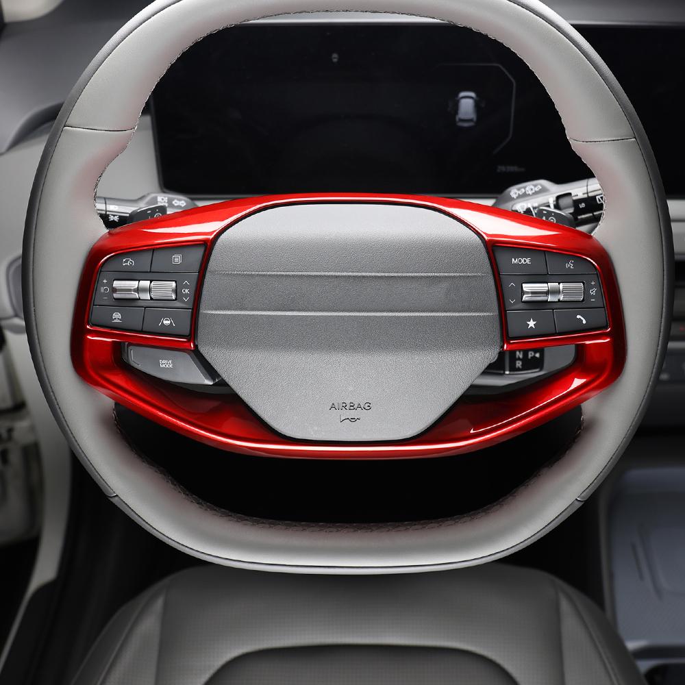 For Kia EV4 2025 2026 Wood Grain Car Steering Wheel Switch Button Cover Panel Frame Trim Accessories