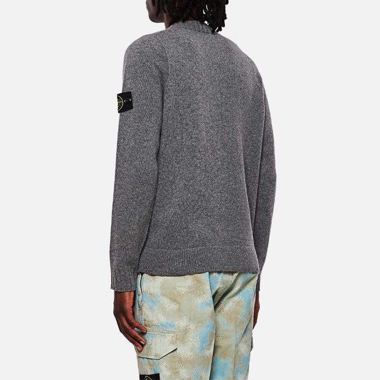 Stone Island Pullover Ribbed Knit Wool Blend Solid Color Urban Functional Sweater Men sweater Gray 7315505A3-V0060