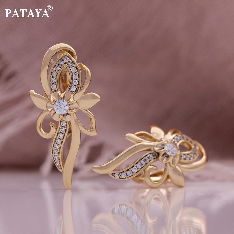PATAYA Цвет розового золота, инкрустированные белым цветом, искусственный циркон, галстук-бабочка, сладкие серьги
