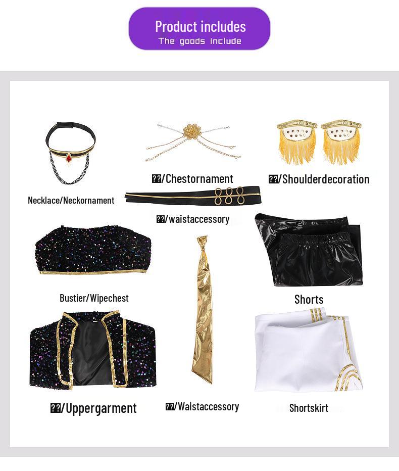 Парик для косплея женской группы Demon Hunter в черном и золотом цвете