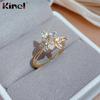 Kinel Rose Gold Rings With Bling Zircon Flower