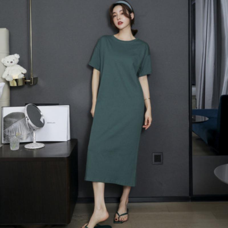YYFS Women's Fashion Summer Spring Short Sleeve O-Neck Loose Waistline Casual Dresses