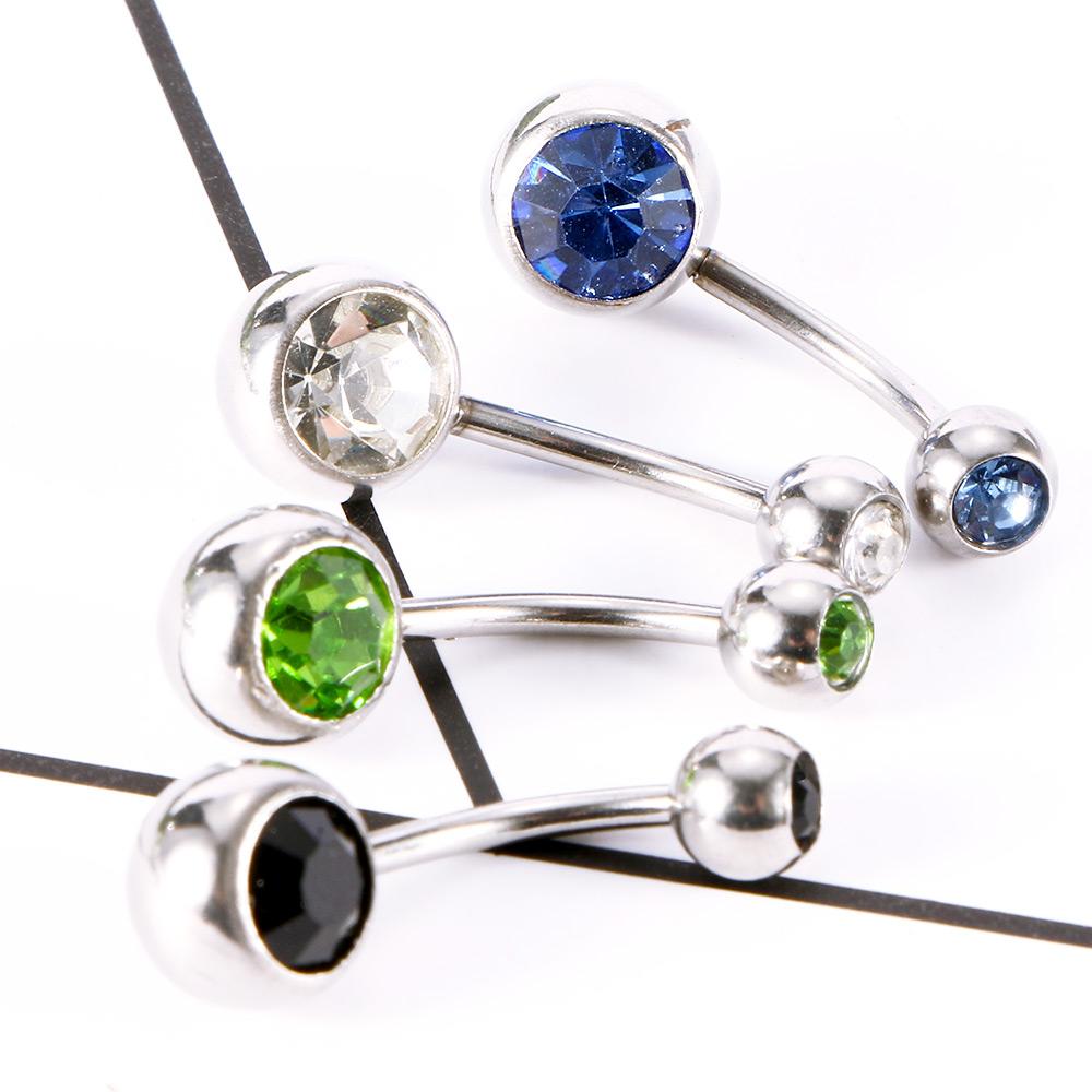 Crystal Rhinestone Summer Bikini Surgical Steel Body Piercing Jewelry Belly Button Navel Bar Ring