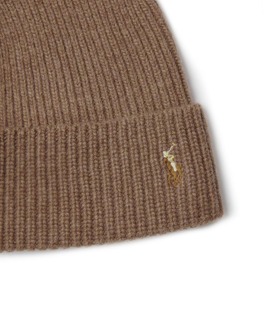 Шапка-бини POLO RALPH LAUREN из смесовой шерсти с фирменным пони - Коричневая