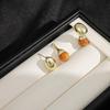 Silver Needle Maillard Tiger Eye Oval Two-Way Stud Earrings - Light Luxury, High-End Style for Women
