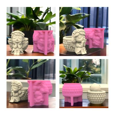 Форма для цветочного горшка в форме куклы-девочки из эпоксидной смолы, симпатичная форма для держателя ручек, форма для самостоятельного изготовления цементного горшка, силиконовая форма для ваз