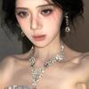 Элегантный комплект ожерелья с кисточкой из бриллиантов в форме капли и серег для женщин