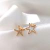 18k Zircon Fritillary Starfish Asymmetric Stud Earrings Summer Small Fresh Earrings Fashion Earrings