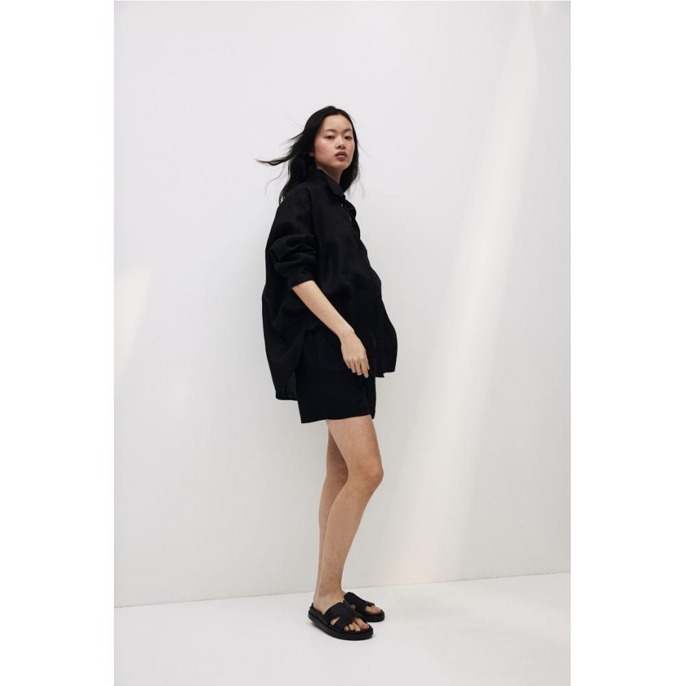 H M MAMA Linen Blend Shorts Black