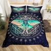 Death Moth Duvet Cover Set King Queen Full Twin Size Galaxy Sun and Moon Polyester Comforter Cover Boho Gothic Skull Bedding Set