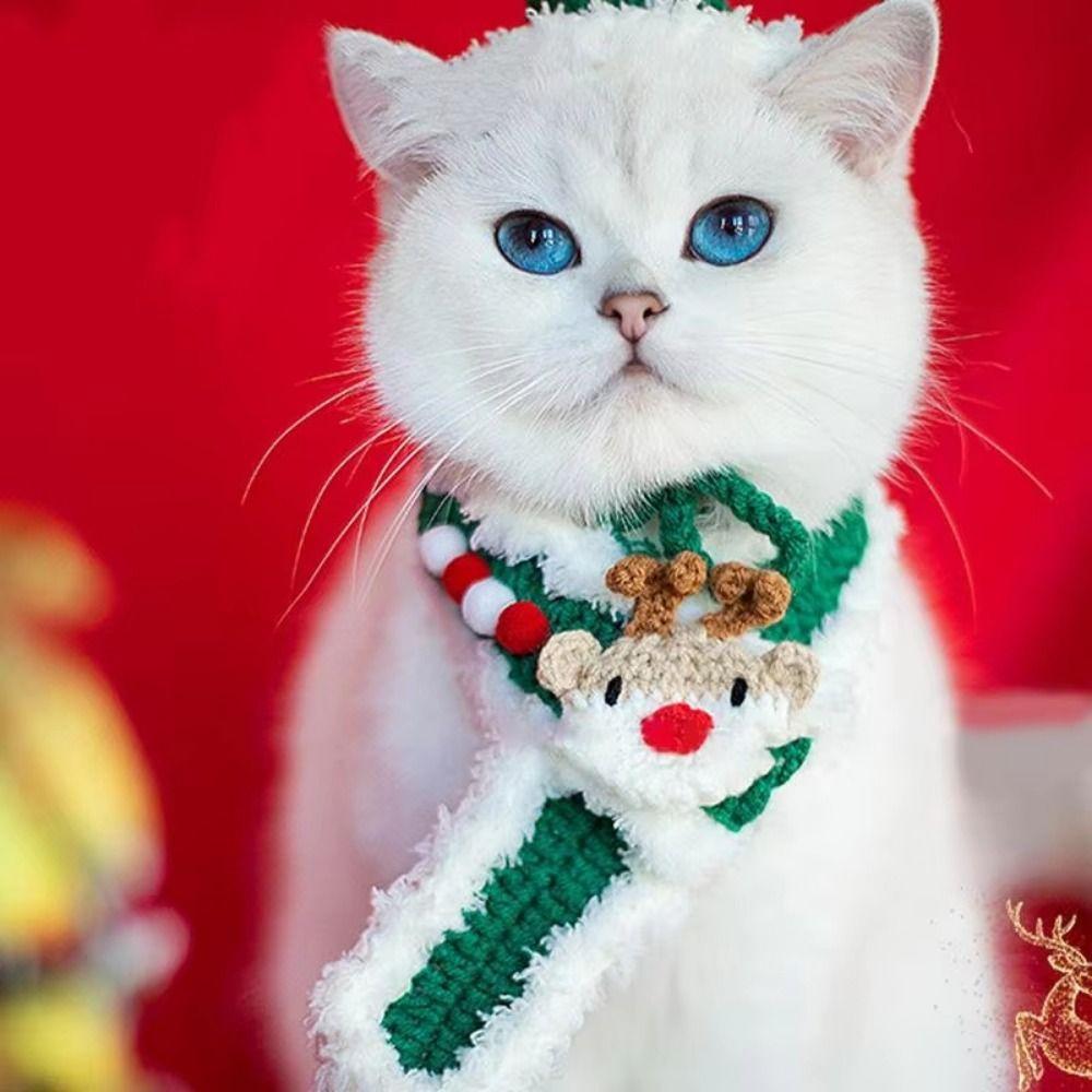 Регулируемый вязаный шарф для домашних животных, банданы для собак из мультфильмов, милые вязаные ошейники для кошек, товары для животных