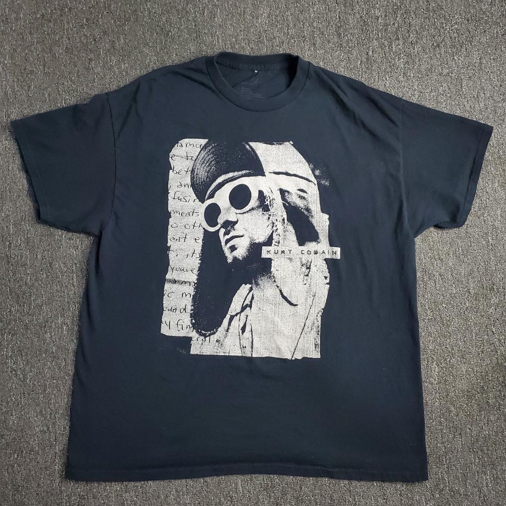 Kurt Cobain T-shirt Mens Sz XL Black Short Sleeve Nirvana Band Grunge Sunglasses
