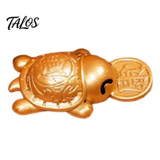 Chinese Culture Collectible Golden Turtle Feng Shui Ornament with Faux Leather Sleeve, Handmade Prosperity Wealth Talisman for Luck And Prosperity,