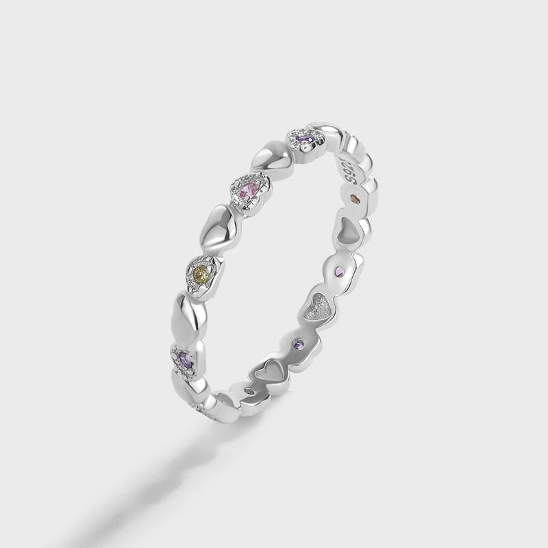 2022 NEW Classic Topaz Amethyst Heart Shape Couple Ring For Womens Loves Original Sterling Silver Engagement Bridal Gift Jewelry